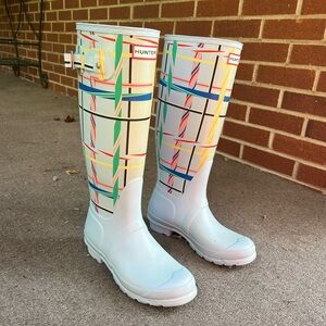 Hunter Original Tall Rock Tartan Waterproof Rain Boot, sz. 7